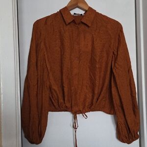 & Other Stories Rust Polka Dot Button-Up Blouse